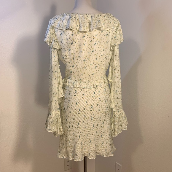 NWOT Free People Sweetest Thing Mini Dress Ivory Combo Ruffle Floral - Size 12 - Picture 2 of 5